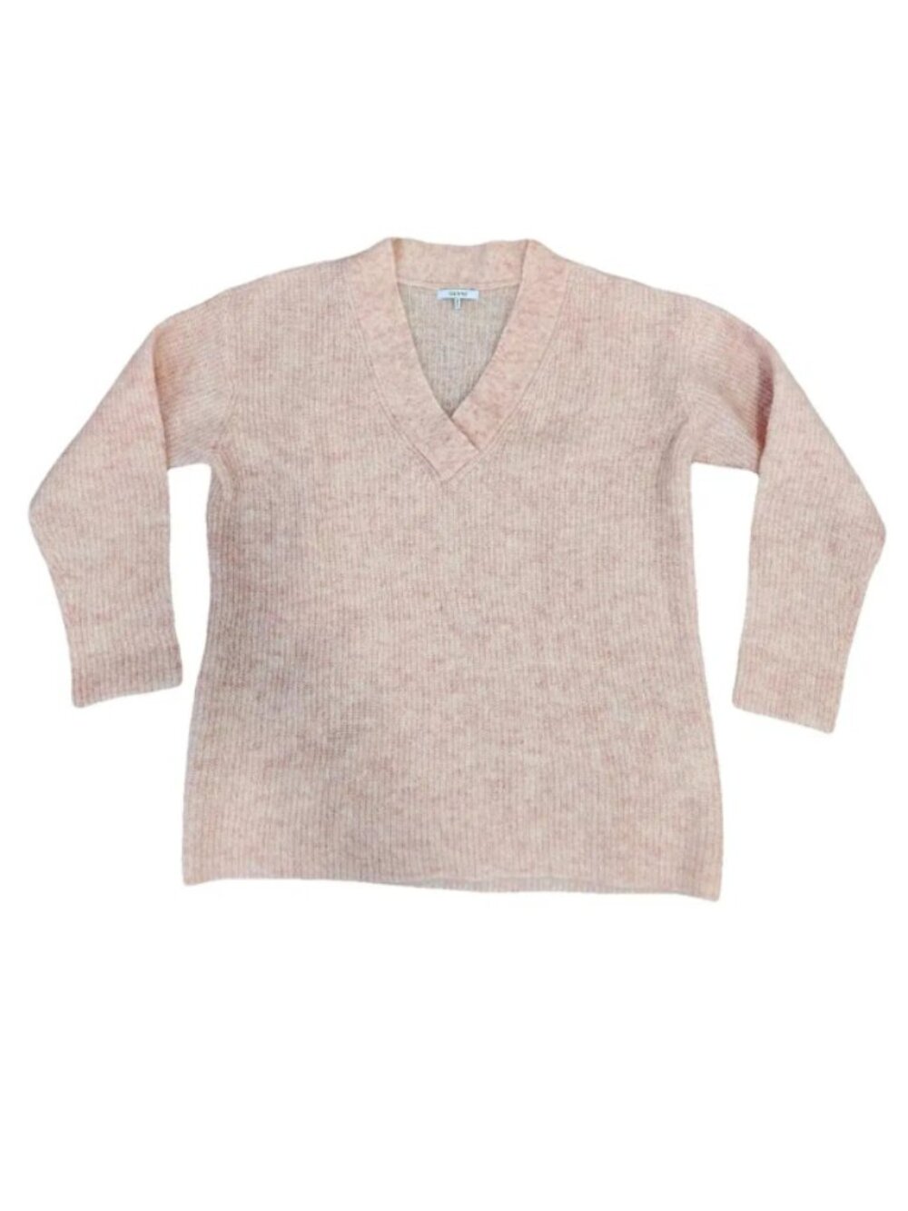 GANNI Pink Mohair Wool V-Neck Sweater XS